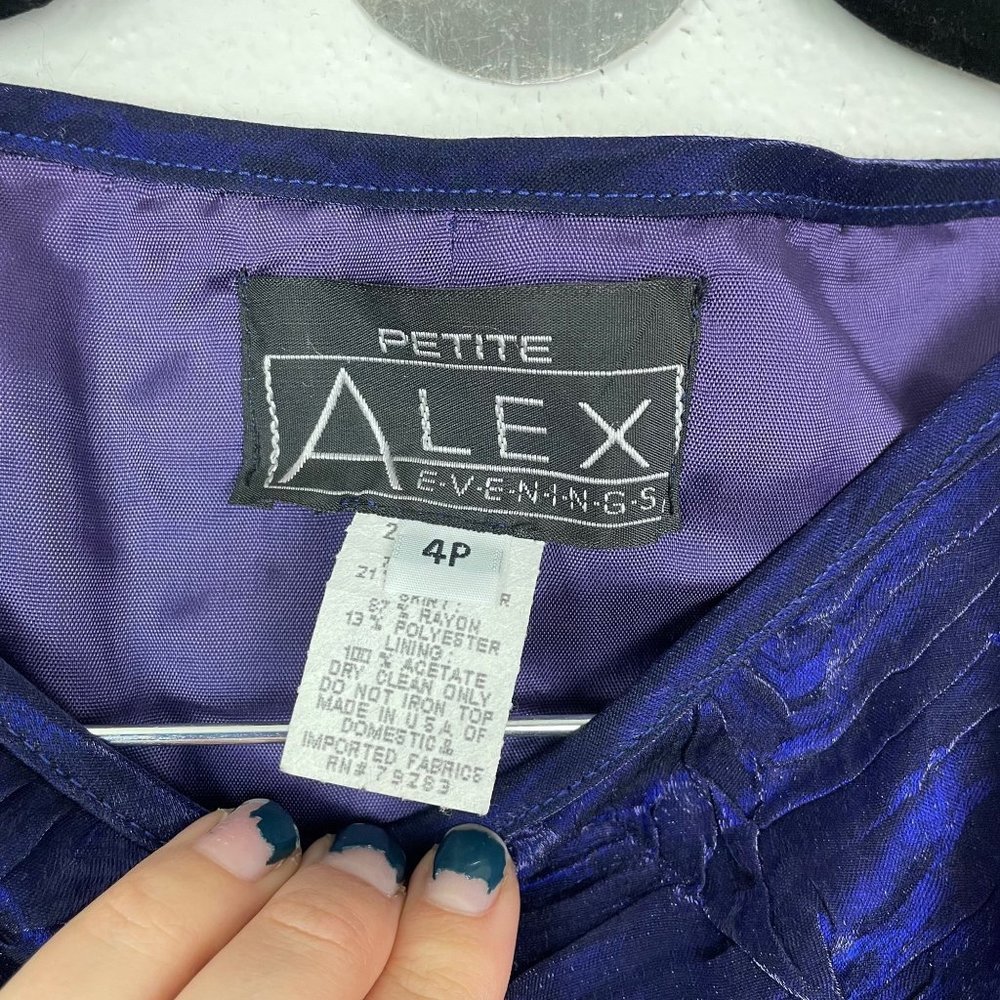 NWT Alex Evenings Woman's Sz 4 Petite 2 Piece Blue Purple Set Maxi Skirt Set - Picture 3 of 9